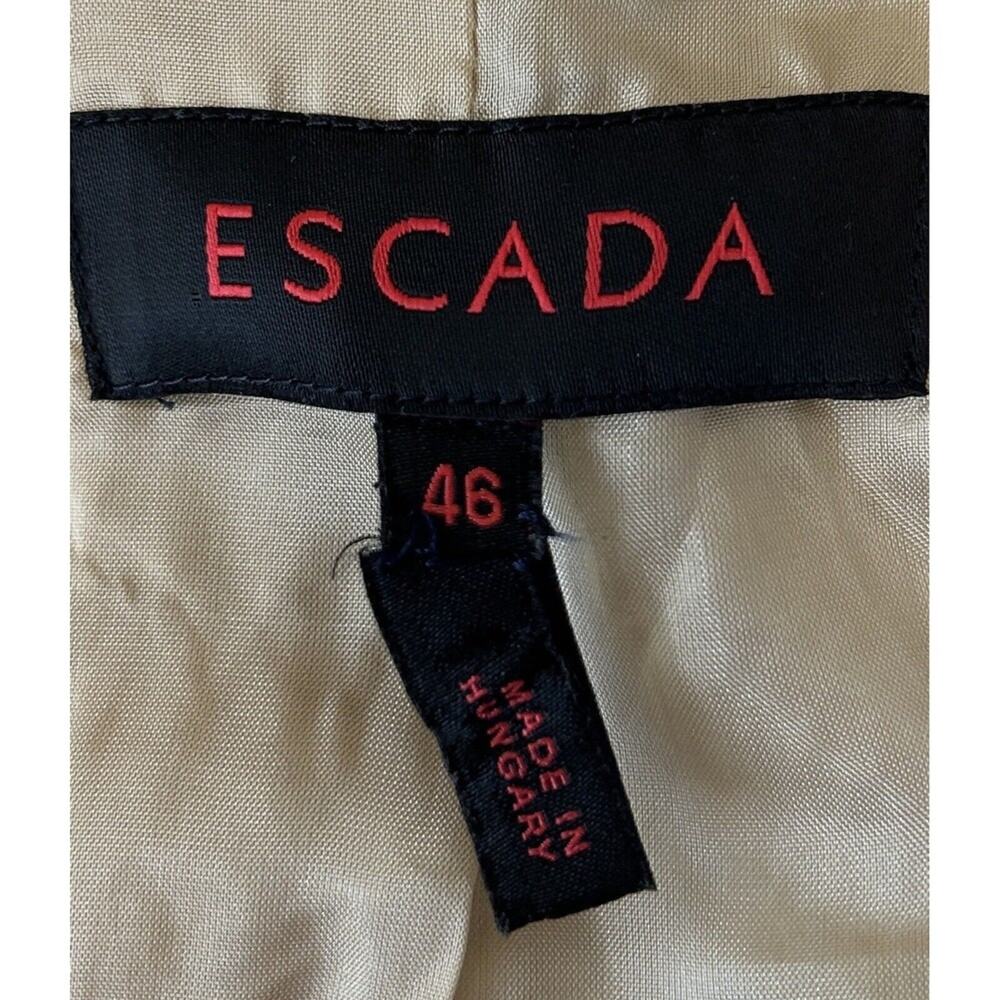 Escada Tweed Jacket Sz 46 or US 12/14 Beige Lined Short Sleeve Snap Buttons - Picture 5 of 7